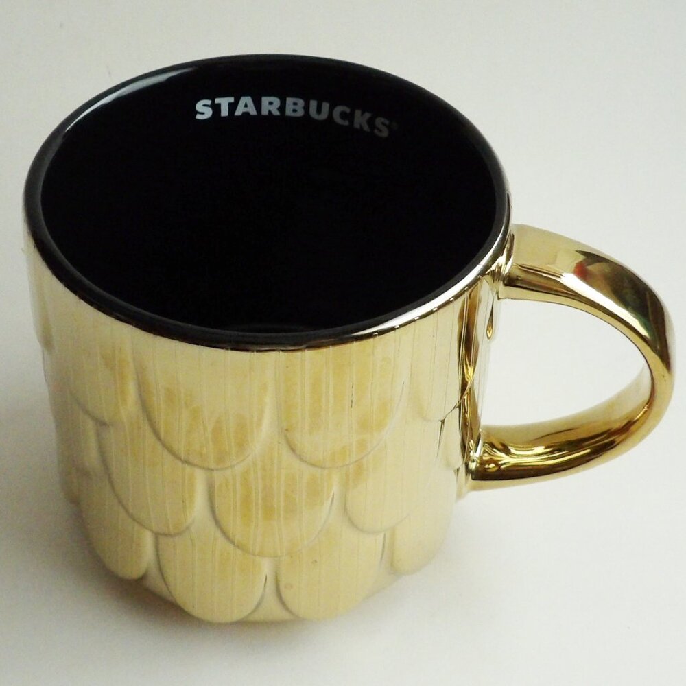 Starbucks 2019 Holiday Metallic Gold Scales Coffee Mug 14 oz. - Picture 7 of 8
